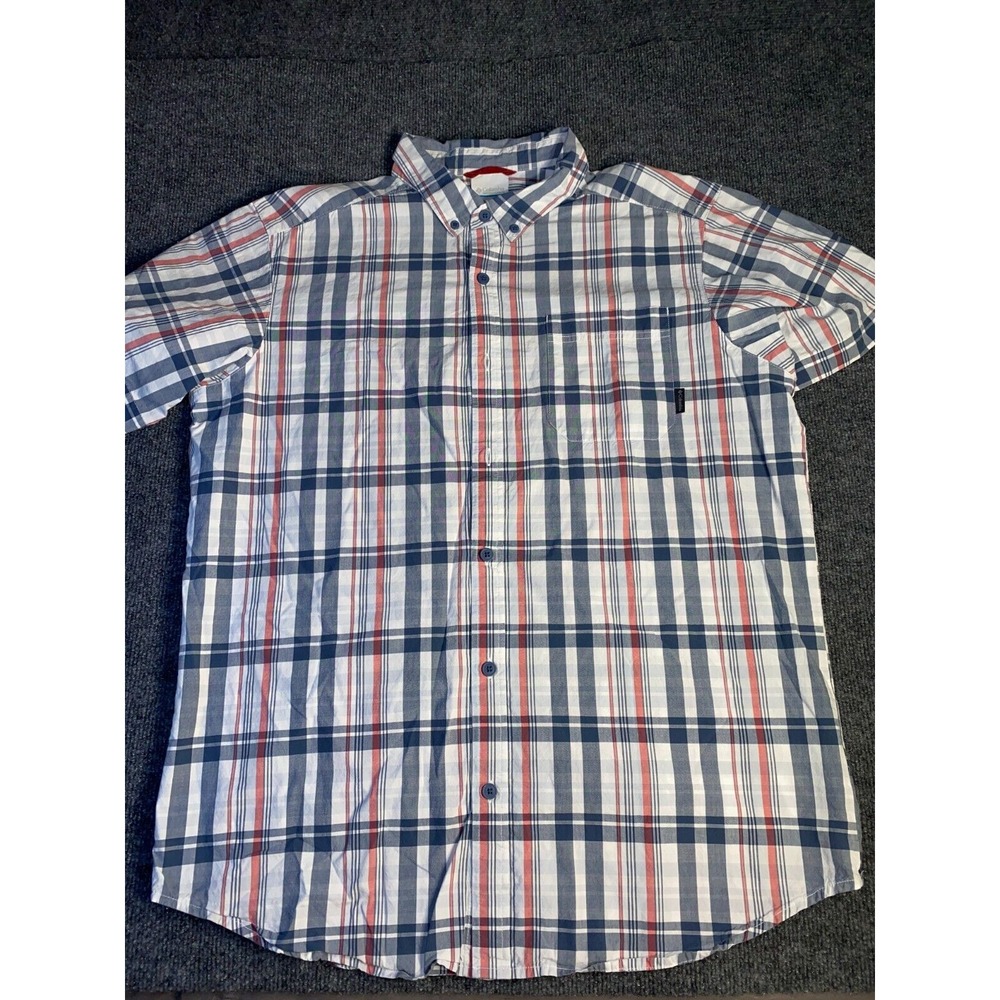 Columbia Shirt Mens Large Multicolor Plaid Slim Fit Midweight Pocket Button Down